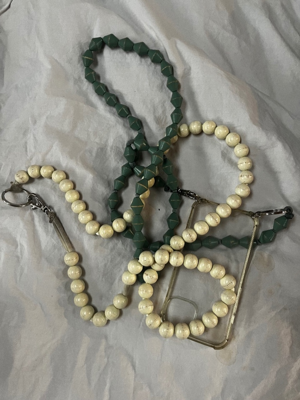 Pair of Ina Seifart Ina.Seifart phone chain necklaces wooden pearls